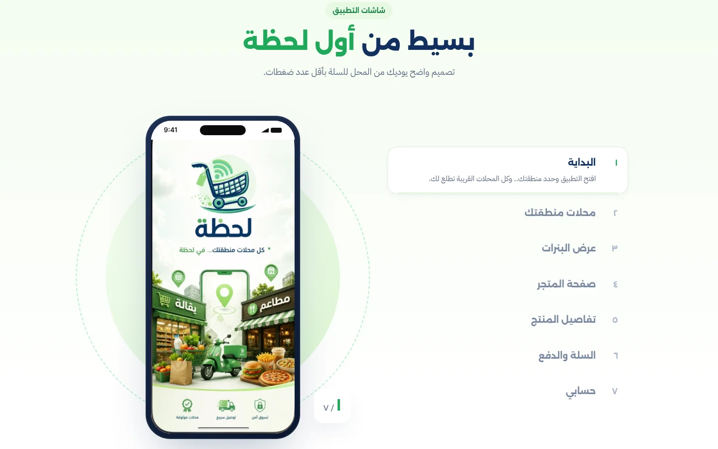 موقع لحظة — شاشات التطبيق